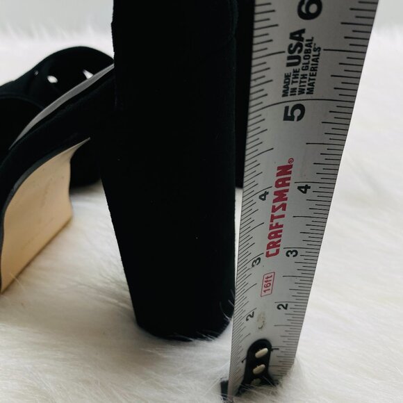 GOOD AMERICAN Suede Square Toe Platform Chunky Heels GA159K-E Black Sz 6 NEW - Picture 5 of 5